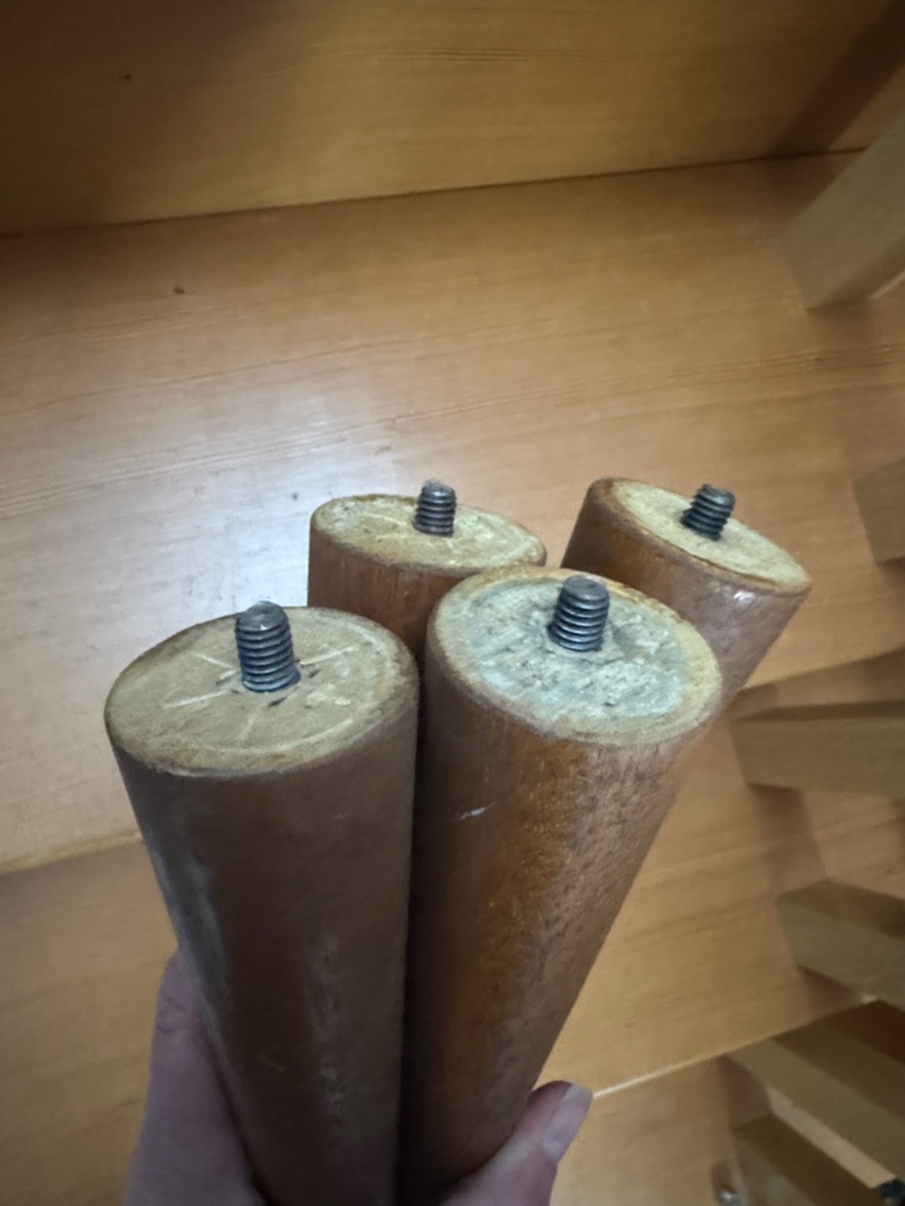 Set of 4 Mid Century wood/metal table legs for furniture DIY projects or replace - Picture 3 of 4